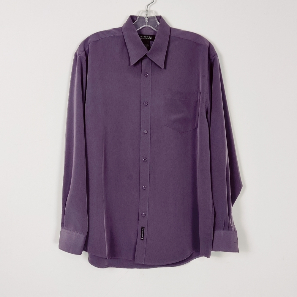 Britches Men's Button Down Casual Shirt Purple Size Medium Office Professional